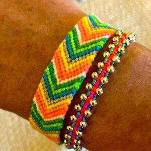 New Super Cute Wider Macrame Surf Boho Festival Bracelet Multicolor Neon Green